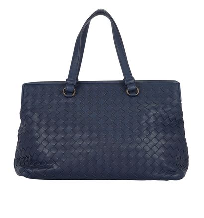 Bottega Veneta Intrecciato Double Zip Tote, &pound;520, Handbags, Blue, Leather, Front view